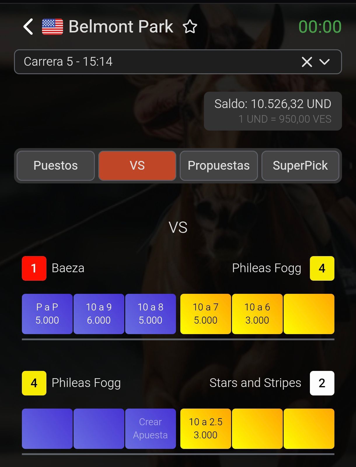 Panel de Versus en la app: un ejemplar contra otro.